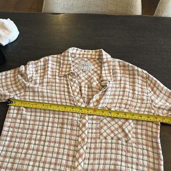 Rails Brady Seersucker Button Up Shirt Powder Steel Brush - Picture 10 of 11